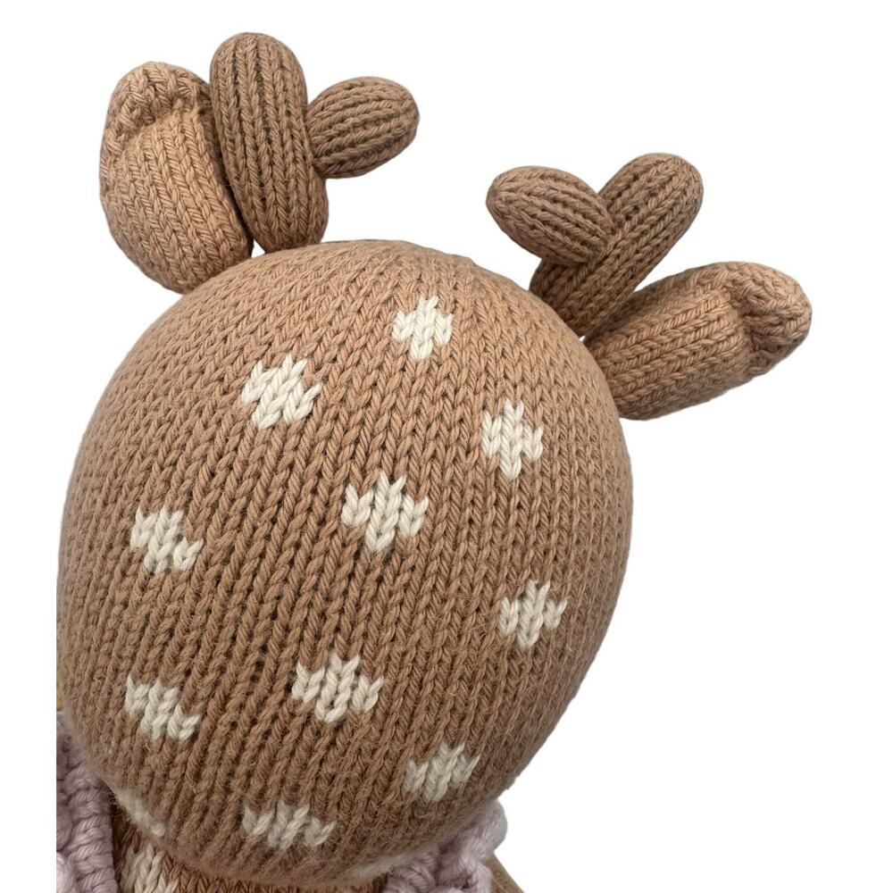 Cuddle + Kind Violet the Fawn Deer Plush Knit Stuffed Animal 14" Handmade Peru - Picture 4 of 8